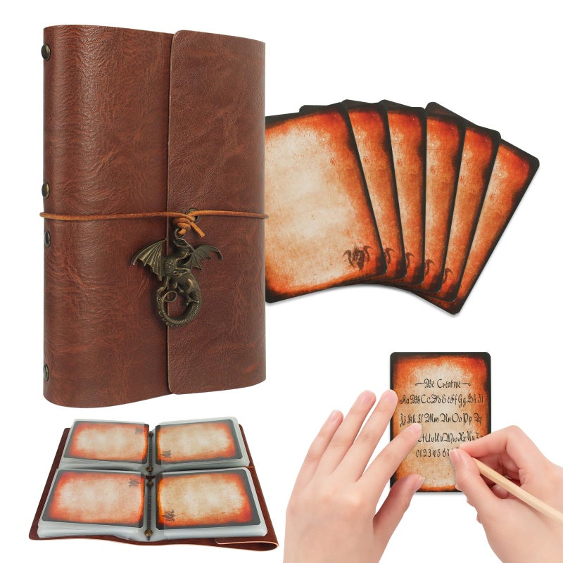 Byhoo Spellbook Cards Holder DND RPG Pocket Spell Book & Reference Card Holder, Tome of Recollection TTRPG Gaming Accessories for Dungeons and Dragons Beginner Master (60 Poker-Size Player Cards Included) - Image 1